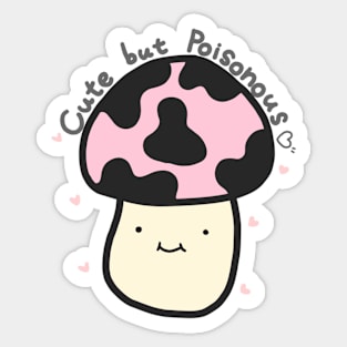 Cute but Poisonous Mushrooms Kawaii Pink Anime Harajuku Cottagecore Forest Minimal Art Sticker